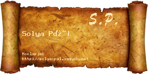 Solya Pál névjegykártya